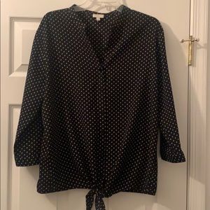 Talbots black and cream front blouse